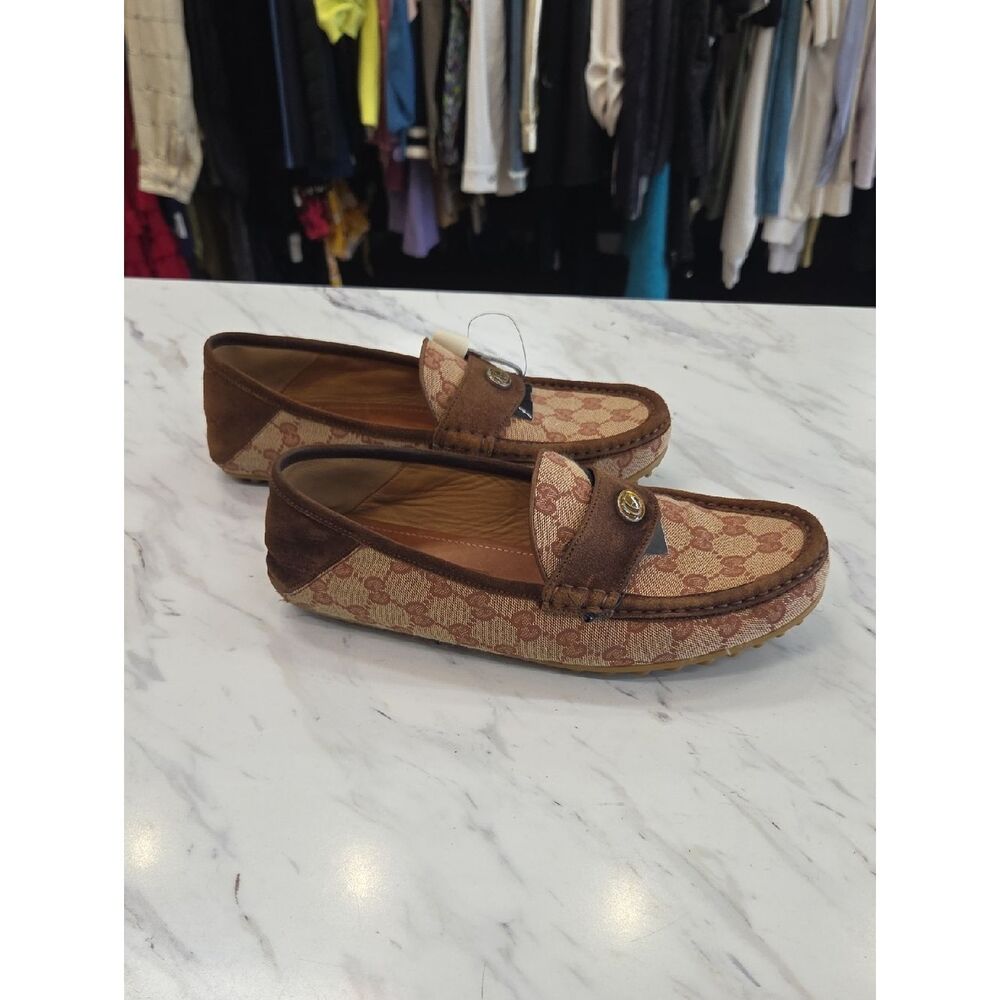 Gucci Brown Monogram Men’s Driving Loafers